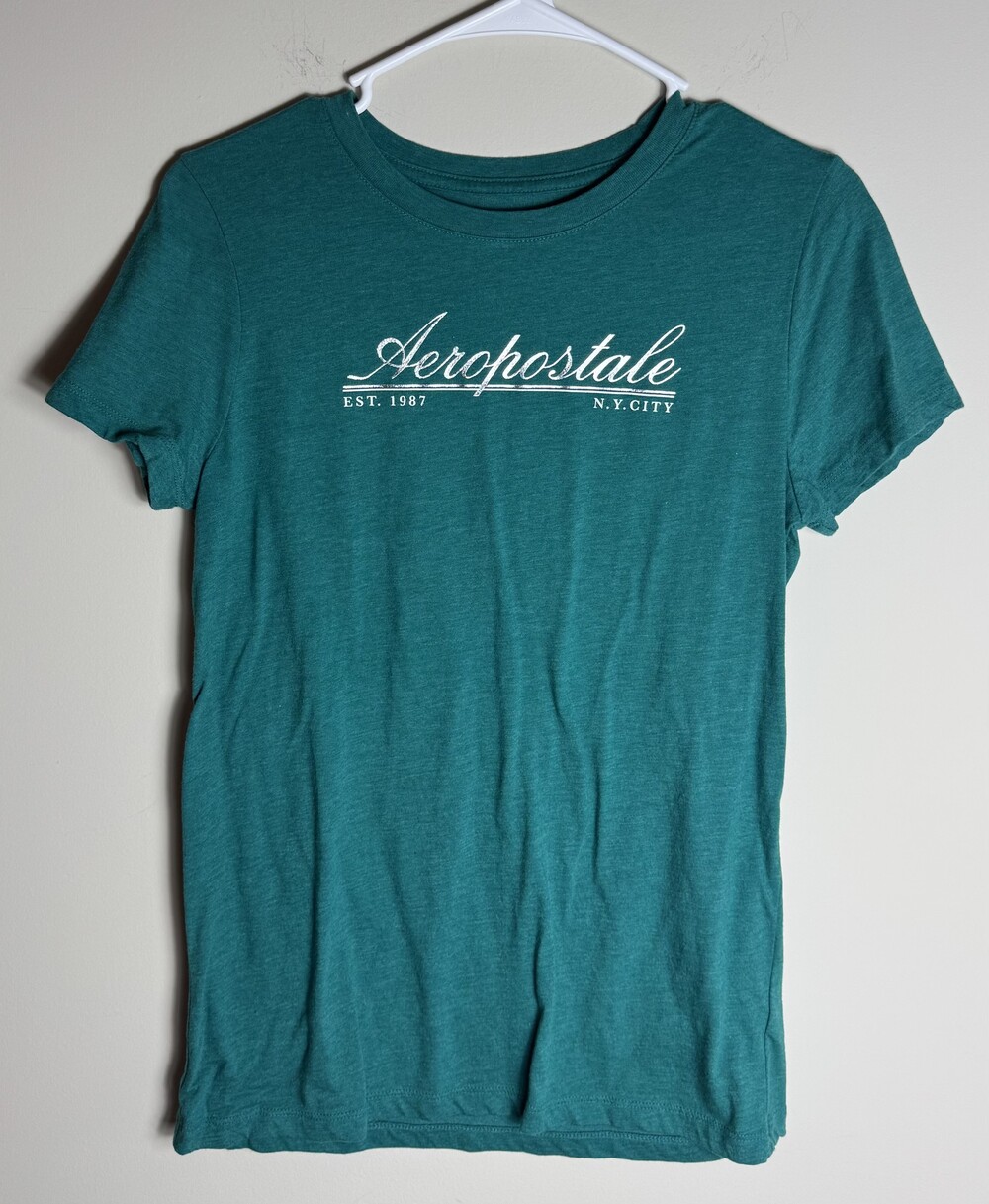 Aeropostale XL Teal Crewneck T-Shirt Women's Short Sleeve